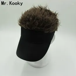 Ball Caps Mr.Kooky Fashion Novelty Baseball Cap Fake Flair Hair Sun Visor Hats Men's Women's Toupee Wig Funny Loss Cool Gifts