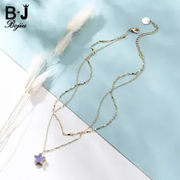 Bojiu Fashion Jewelry Purple Natural Druzy Stone Star Pendant2レイヤーnekclace nks141チョーカー