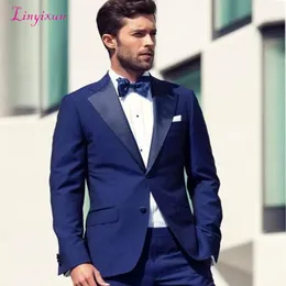 بدلات الرجال بليزرز 2021 NAVY Blue Men Suit Slim Fit Groom Tuxedos Wailor Made Made Bespoke Bepked Light for