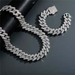 20mm 18-24 inç bling zincirleri cz taş geniş Küba zinciri kolye bilezik bağlantıları erkekler için punk takı zincirleri