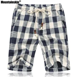 Bergskinn sommar mens casual shorts bomull plaid strand shorts män mode kort manlig sport cool märke kläder 5xl sa664 x0705