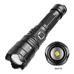 XHP70 1800LM Tactical Flashlight LED Torch Type-C USB Rechargeable Lantern Super Bright Outdoor Lighting Night Fishing