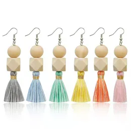 Bohemian Stud Örhängen Tillbehör Träpärlor Handvävd Tassel Creative Parfym Diffuser Pendant Wholesale