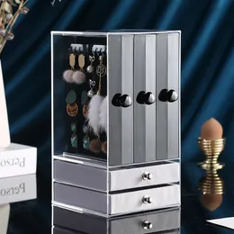Skrzynki do przechowywania Bins Transparent Plastikowa skrzynka szuflada Komora Nordic Desktop Biżuteria Caja Organizadora Home