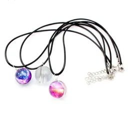 2021 Fashion Double-Sided New Nebula Necklace Glow In The Dark Space Universe Necklace Glass Galaxy Solar System With Luminous Necklace Jewe