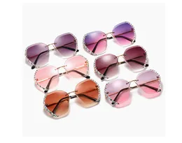 2021 Oversized Rimless Brand Sunglasses Women Vintage Sexy Diamond Square Luxury Design Sun Glasses For Women zonnebril