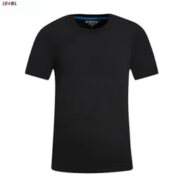 SFabl夏ホワイトブラックTシャツメンズ基本的なシンプルなソリッドカラーOネック綿夏T男性純粋な色ティー4xl男性210714