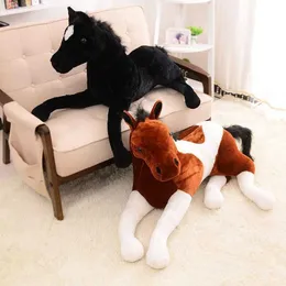 Stor storlek simulering djur 70x40cm häst plysch leksak benägen häst docka för födelsedagspresent h0824