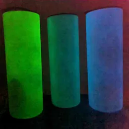 Luminous Sublimation Spółki Butelki Wodne 20 uncji Fluorescencja Prosto Kubek Kuba Cylinder Glow W Dark Tumblers Magic Luminescent Picie