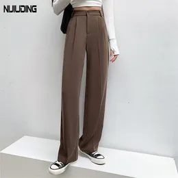 Autumn High Waist Sag Straight Pants Women Solid Office Ladies Wide Leg Pants Female Loose Add Long Trousers Mujer Pantalones 211112
