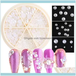 Nail Salon Health Beauty Nail Art Decorazioni 3D Perle Vintage White Glitter Paillettes Decorazione Mezzo tondo Perle miste Strass Charms Aessor
