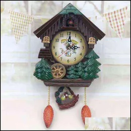 Wanduhren Wohnkultur Gartenhaus Form Kuckuck Vintage Bird Glocken Timer Wohnzimmer Pendum Kunsthandwerk Wache Dekor 1pc 1122 Drop Lieferung