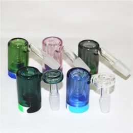 Novo caçador de cinzas de vidro macho 14mm com cores recipiente de silicone em linha reta silicone bongo água plataforma de petróleo para tubos de fumar