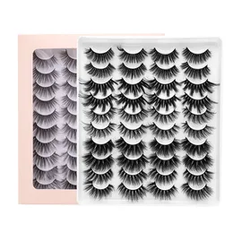 Ręcznie robione wielokrotnego użytku 20 par norek fałszywe rzęsy ustawione grube długie kręcone Crisscross 3D Fake Lashes Extensions Soft Vivid z różowym pakowaniem 10 modeli Dostępne DHL