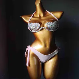 Kadın Mayo 2022 Tatil Seksi Kadın Bikini Set Elmas Bling Stones Mayo Takım Rhinestone Plaj Giyim Biquini