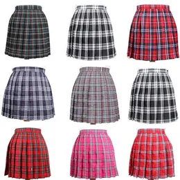 Women Grid Short Skirt Lady High Waist Dress Spring Fashion Skirts Cute Yellow Black Red Lattice Pleated Dresses Punk Style