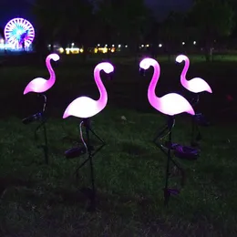 2021 светодиодные солнечные сад светильники Flamingo Lawn Path Lamp Pathway Ландшафтные вечеринки Наружное уличное освещение для патио двора водонепроницаемый