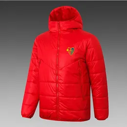 21-22 FC Basel Men's Down hoodie jacket winter leisure sport coat full zipper sports Outdoor Warm Sweatshirt LOGO Custom
