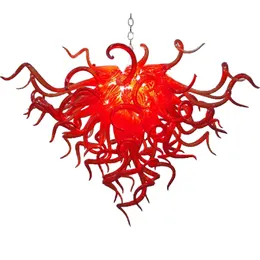 Artistic Pendant Lamp Modern Hand Blown Glass Chandelier Red Color Indoor Hanging Lamps Chihuly Style Chandeliers Light Fixtures 60 by 50 CM