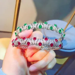 Bangle Mozambique Ruby Bracciale Emerald Fancy Red Diamond Splendide donne geometriche vintage lussuose