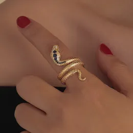 Gold Snake Finger Ring With Crystal, Animal Ring For Women Men