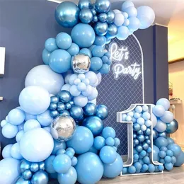 Blue Macaron Balloon Garland Arch Kit Birthday Party Decor Foil Latex Ballon Wedding Baby Shower Kids Baloon 220217