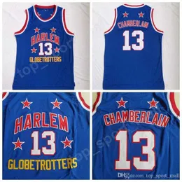 Harlem Globetrotters 13 Wilt Chamberlain Movie Maglia da basket Vendita Squadra Colore Blu Cucita Chamberlain Uniformi di alta qualità