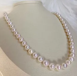 8-9mm Naturlig South Sea White Pearl Necklace 18Inch 925 Silverlås