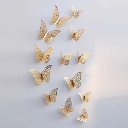 12PCS/SET 3D Butterfly Naklejki ścienne puste zdejmowane tapety Art Mural Nakcia ścienne do sypialni Dekoracja domu