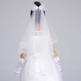 2019 New White Ivory Kids Girls First Communion Veils Tulle Bowknot With Comb Wedding Flower Girl Veil Mariage File X0726