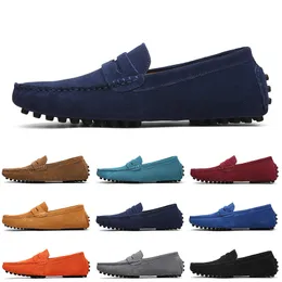 Good quality Non-Brand men casual suede shoes black blue wine red gray orange green brown mens slip on lazy Leather shoe EUR 38-45