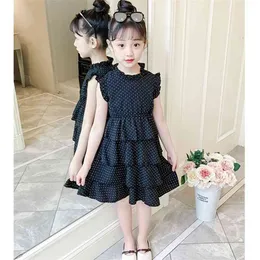 Girls Summer Dress Sleeveless For Dot Pattern Children dress Teenage Kids Clothes 4-13Y 210528