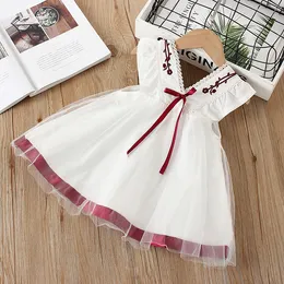 0-3 Y Baby Girl Summer Dress For Newborn Baby Girls Clothes V Collar Princess Dresses 1st Birthday Party Dress Infant Clothing Q0716