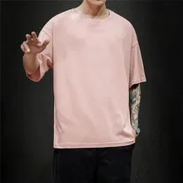 Summer Men's T Shirt Fashion Solid Mens Oversized Hip Hop Short Sleeve Casual Cotton Streetwear op ees 210716