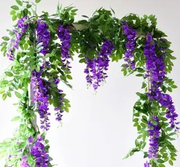 7ft 2m wedding party decroation window Flower String Artificial Wisteria Vine Garland Plants Foliage Outdoor Home Trailing Flower Fake Hanging Wall Decor