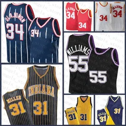 2021 New Hakeem 34 Olajuwon Basketball JerseyメンズReggie 31 Miller Jason 55 Williams Purple