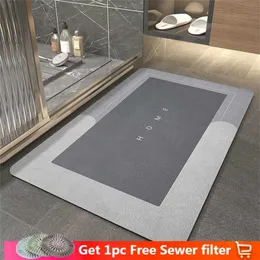 Absorbent Bath Mats Quick Drying Bathroom Rug Non-slip Bath Tub Side Area Rug Napa Skin Floor Mats Home Oil-proof Kitchen Mat 211130