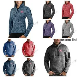 Montreal Canadiens Antígua Mens feminino Fortune Half-Zip Sweater Pullover Jackets- Heather Navy Carco de Crega Purple Royal.