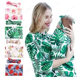 Florals Print Baby Muslin Swaddle Wrap Blanket Wraps Blankets Nursery sängkläder handduk barn inslagna tyg med DIY huvudband