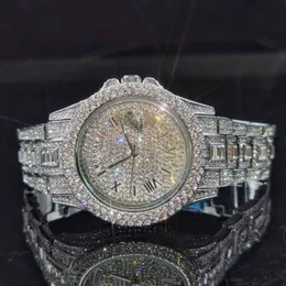 MISSFOX Dual Calendar New Watch Man Quartz Platinum Full Diamond Relógio Masculino Round Men Blingbilng Fashion Wristwatch Party