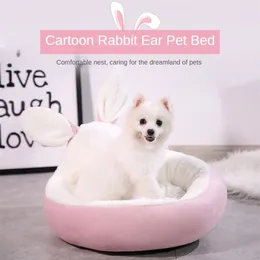 Cartoon Dog Bed Rabbit Ears Cat House Removable Pet Nest Nest Teddy Sofa Winter Puppy Kennel Miękkie Dostawy 210924