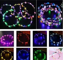 50% zniżki Naszyjnik Miga Sznurki LED Glow Kwiat Korona Opaski Light Party Włosy Garland Luminous Wieniec Ślub Dziewczyna Zabawki Dla Dzieci