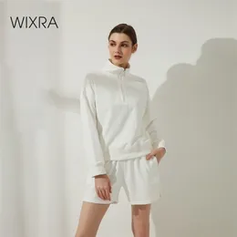 Wixra Womens Cotton Sweatshirts Solid Loose Long Sleeve Spring Casual All Match Hoodies Lady Tops 210909