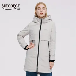 Miegofce Women Jacket Quilted Coat Ladies Windproof Jackor för Big Parka Knee Längd Vattentät Matt Material 210923