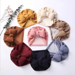 Słodkie Duże łuki Dziecko Kapelusz Wiosna Jesień Zima Dzieci Dziewczyna Czapka Czapka Solidna Kolor Miękkie Ciepłe Dzieci Turban Toddler Beanie Czapka