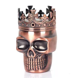 Rökning Tillbehör Metal King Skull Tobacco Herb Grinder 3-del Spice Crusher Hand Muller Plastkorns Magnetiska rökcigarettdelar