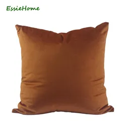 Almofada/travesseiro decorativo Essie Home Caso de almofada de veludo de alta ponta na madeira de algodão marrom claro marrom -marrom fosco vermelho