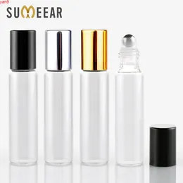 10ml mini vidro com garrafa de esfera de aço frascos de perfume rolam em óleo essencial cosmético vazio para viagens 100speces / lothigh Qty