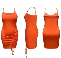 Kvinnors spaghetti rem bodycon klänning peplum sexig rörklubb party casual ruched klänningar sommarkläder s-4xl fasta färger