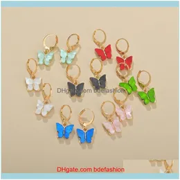 J￳ias de joalheria para mulheres moda colorida colorida brinco de borboleta animal Animal Ear Girls Jewelry Drip entrega 2021 Y1OIX